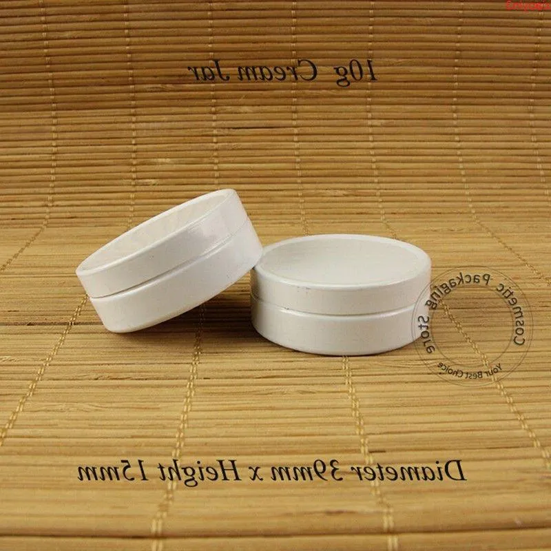 50st/Lot Promotion 10g Cream Jar Small Women Cosmetic White Container 1/3oz Tomt aluminiumfodral Mini Vias Refillable Packaging High Qty Sowl