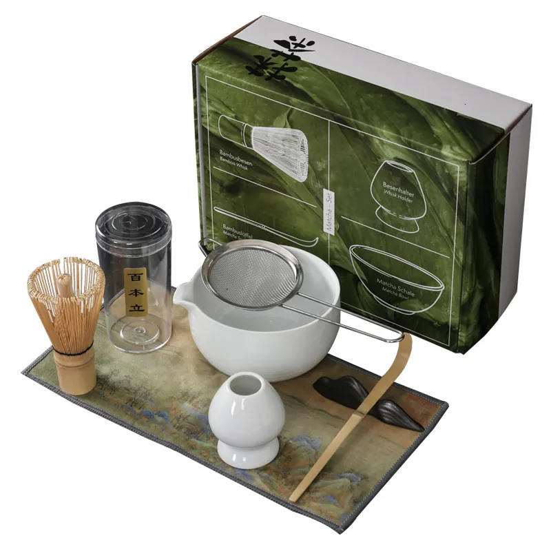 Set Matcha Cerimonia Del Tè Giapponese - Frusta Bamboo, Ciotola Ceramica, Set 5 Pezzi, Regalo Elegante - Foto 3