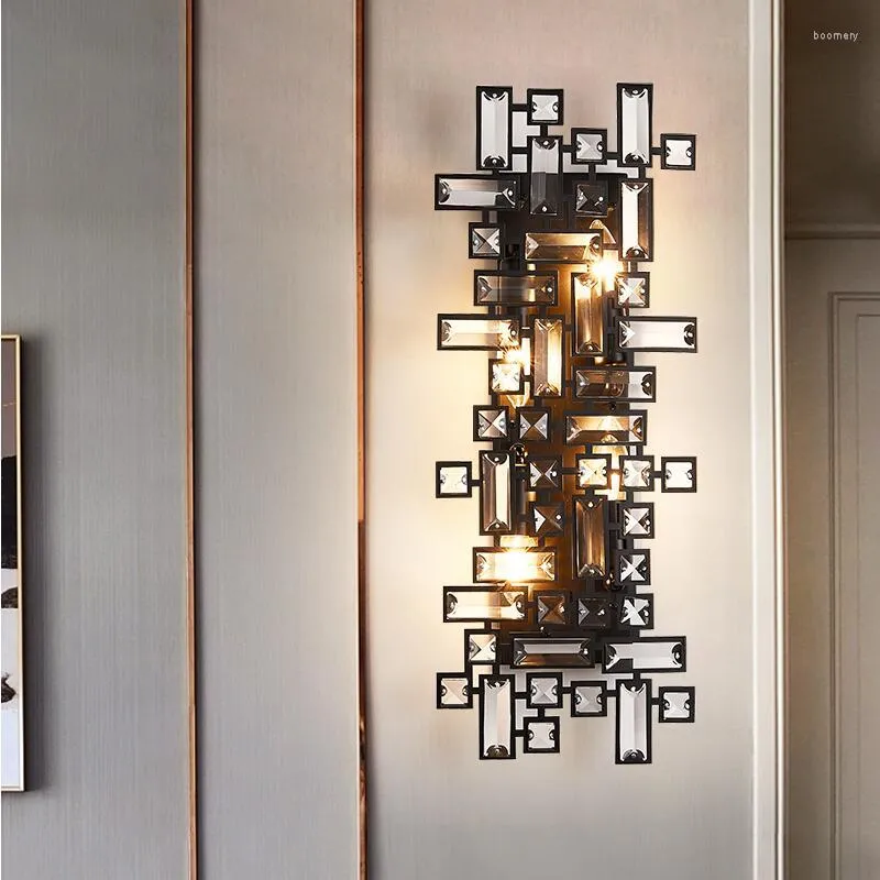 Lâmpada de parede arandelas de cristal luxo ouro/preto led quarto sala de estar iluminação decorativa com design moderno simples