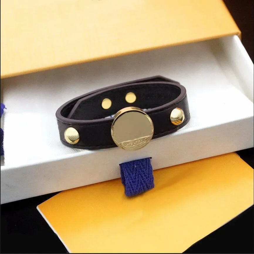 Mode homme dame femmes Bracelets porte-bonheur modèle conception gravé lettre métal Rivets Bracelet en cuir Bracelet bijoux_voghion.com