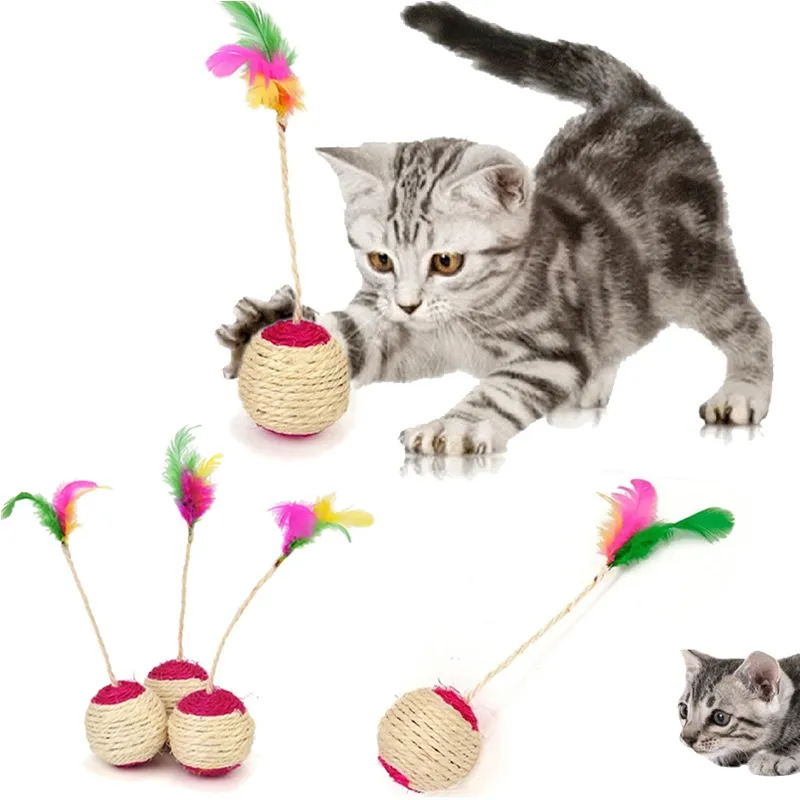 Kedi oyuncak sisal çizik topu eğitimi interaktif oyuncaklar ilginç şeyler kediler için mallar komik oyun tüy oyuncak evcil hayvan aksesuarları