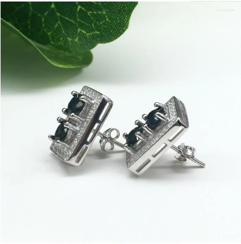 Stud Earrings Sapphire Earring Free Sipping Jewelry Natural Real 925 Silver Gem Size 3 3mm 2pcs