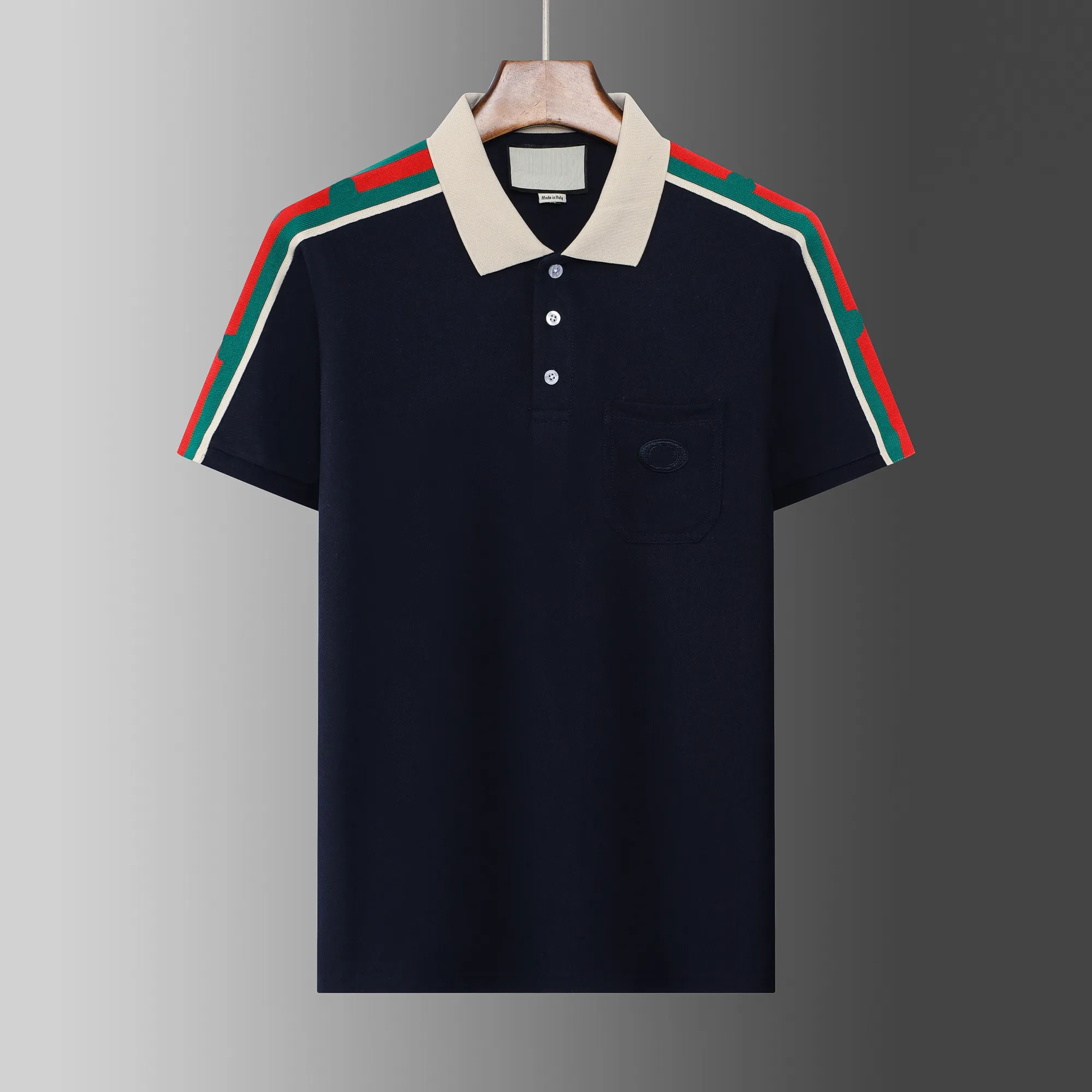 Herren-Poloshirt in Schwarz und Weiß, Rot, helle Luxus-Kurzarm-Nähte, hochwertig, 100 % Baumwolle, klassischer Buchstabe, lässiges Revers-T-Shirt, europäische Mode, 3XL