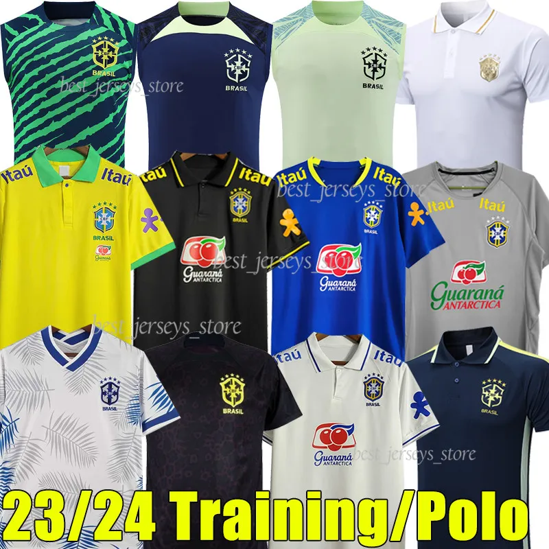 Brazil Soccer Jersey 2023 2024 Men's Football Shirt PAQUETA NERES COUTINHO  Polo Training Kit