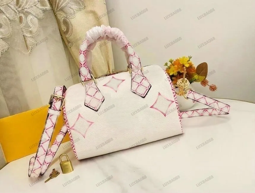 Summer Speedy Bandouliere 25 20cm By The Pool Beige Rose Pink Blue Autres Toiles Crafted Giant Monograms Handbags M22987 M23073