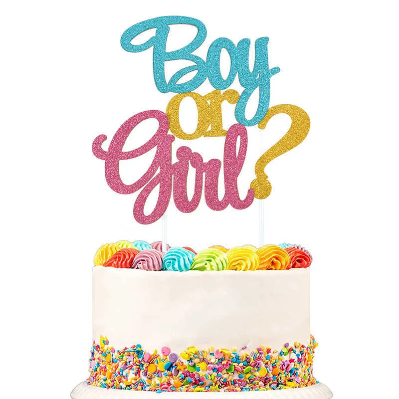 Glitter Boy Or Girl Birthday Cake Toppers Toppers Gender Reveal