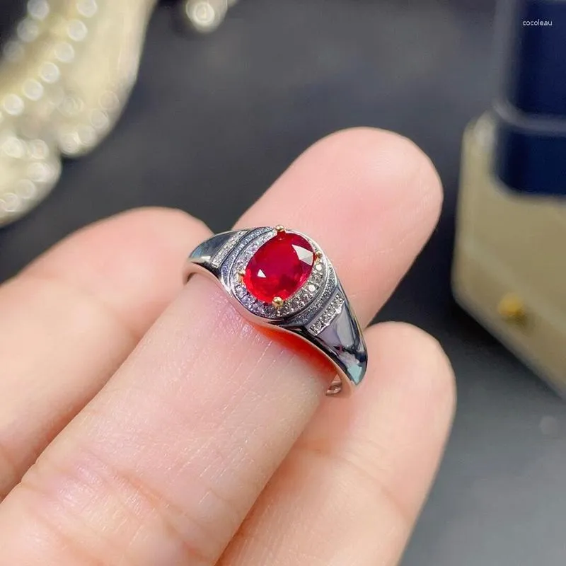 Cluster Rings Natural Ruby Ring Refined Luxury Jewelry For Men And Women Fashion Fall Wedding Engagement S925 Sterling Silver