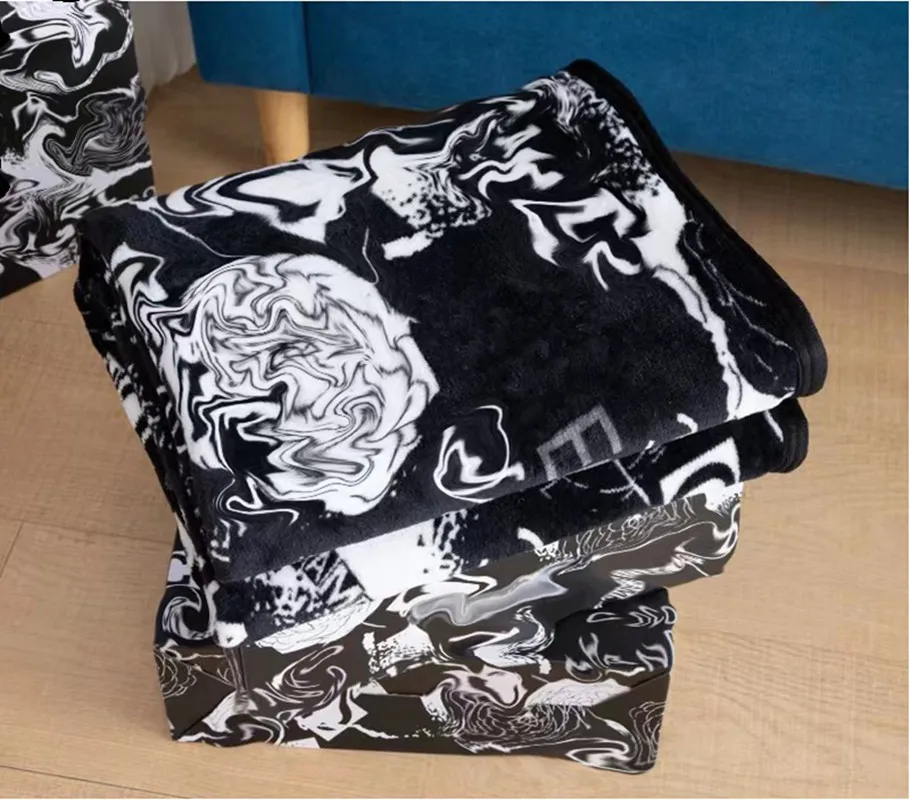 2023 New 150x200cm Soft Black Designer Blanket Manta Fleece Throws Sofa Bed Plane Travel Plaids Towel Blankets Luxurious Gift for Kid AdultA02