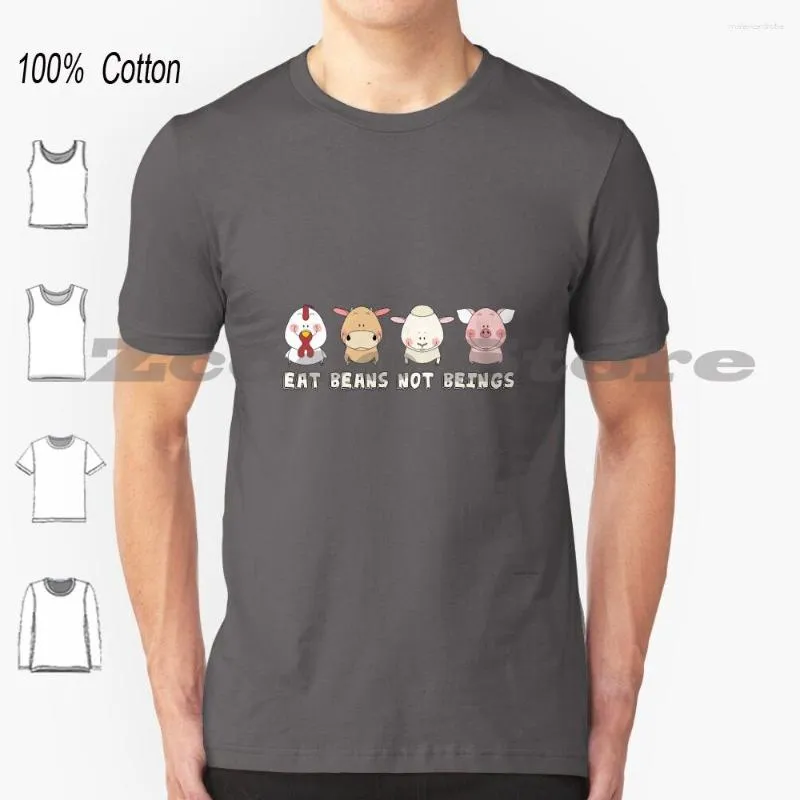 Men's T Shirts Eat Beans Not Beings Vegan Shirt Cotton Comfortable High-Quality Pig Cow Sheep Animal Rights