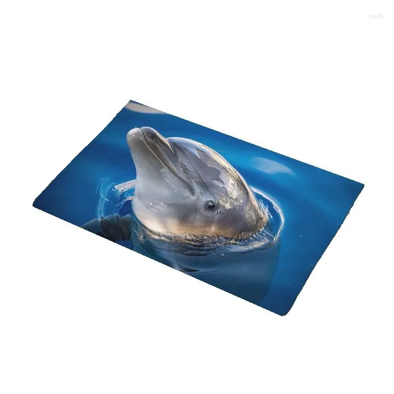 Tapis CAMMITEVER Pied Porte Yoga Chaise Tapis De Jeu Salle De Bains Couloir Tapis Tapis Rectangulaire Décoration De La Maison Dauphin Dans La Mer Bleue