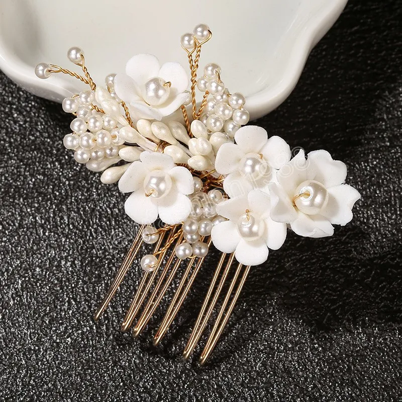 Wedding Ceramic Flowers Hair Habit Barrettes z luksusowymi perłami słodkowodnymi dla noszenia ślubnego stopu księżniczki Tiaras Fashion