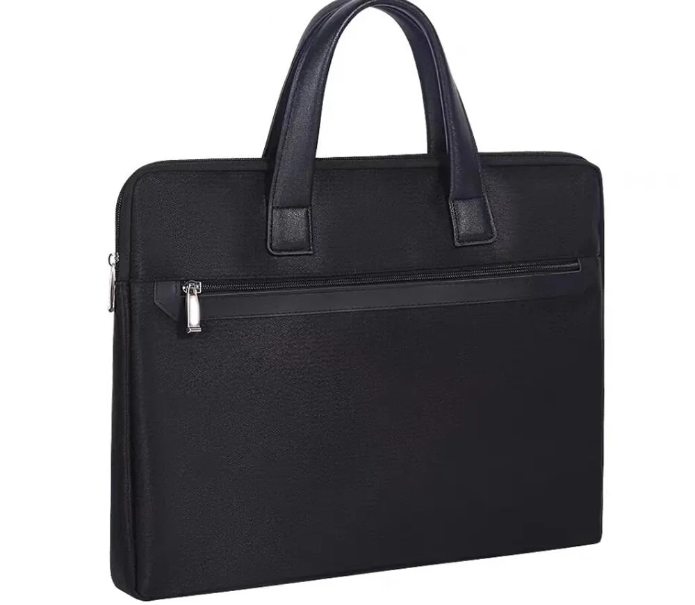 Handbag Briefcases Men Women Bag Laptop Genuine Leather Zipper Single