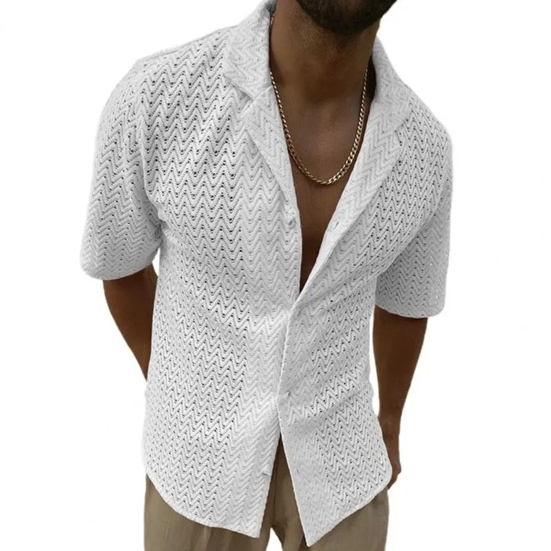 Breathable Mens Summer Plain Shirts For Men With Hollow Out Lapel And  Single Breasted Placket Loose Fit Knitwear Top For Casual Wear From  Xiamen2013, $20.03