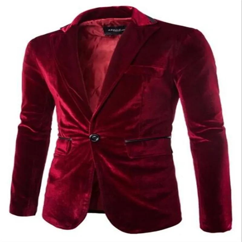 Burgundy Velvet Blazer Traje Hombre Purple Black Corduroy Suits Jacket For Men Casual Fashion