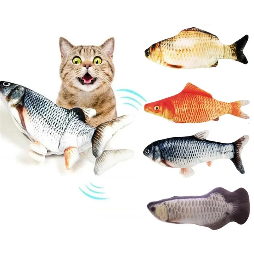 Electric Fish Cat Toy Realistic Plush Moving Wagging Fish Cat Toys