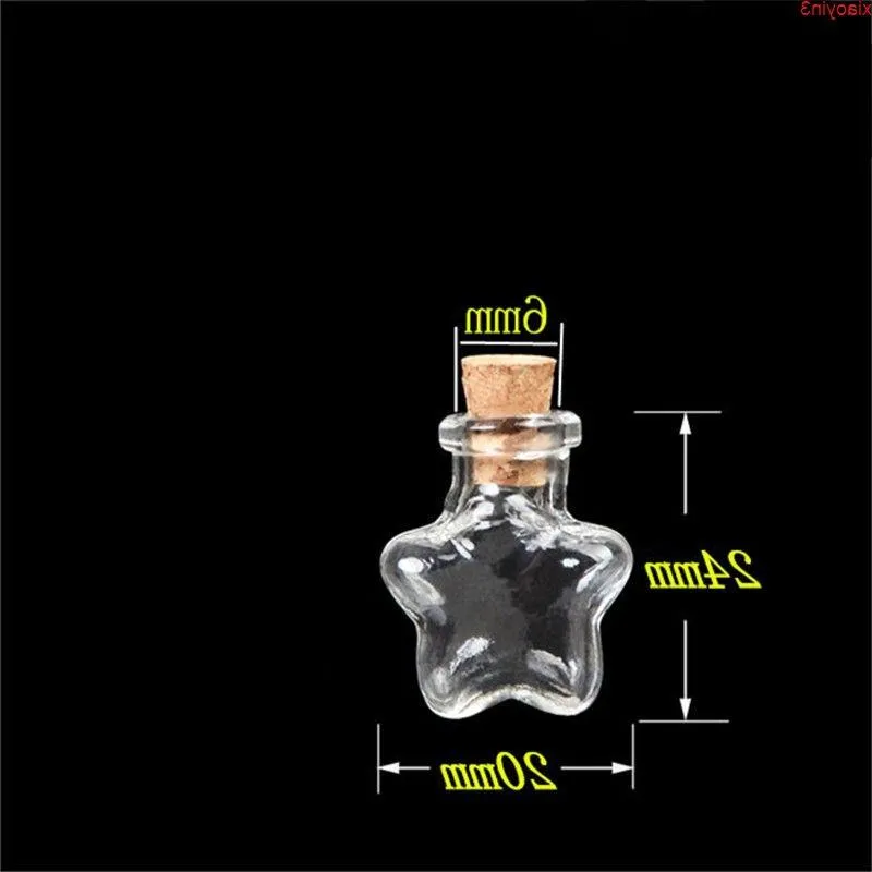 Pentagram Star Mini Cute Bottles Pendants Small Glass With Cork Transparent Clear Jars Gifts Vial 20pcs Free Shippinghigh qualtity Saafp