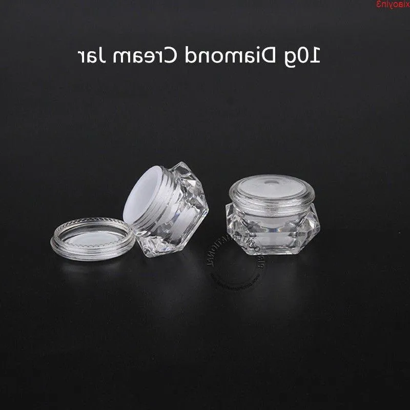 50 pz/lotto Vuoto di Plastica Diamante 10g Crema Vaso Bottiglia Riutilizzabile 10ml Contenitore Cosmetico Imballaggio Piccolo Occhio Pot Refillablehigh quantlt Vgmms