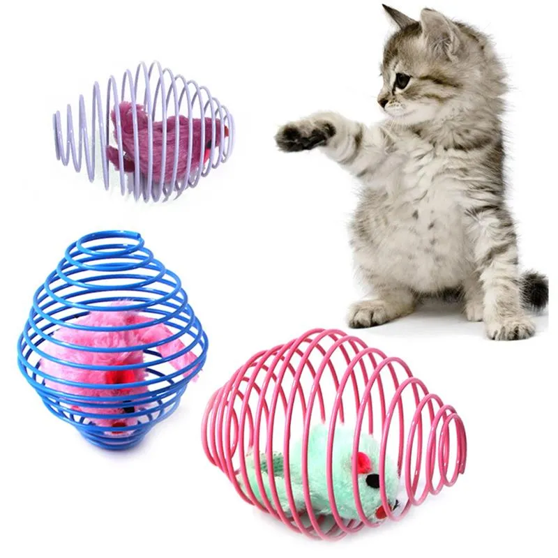 Dorakitten 1pc Cat Myse Toy Interactive mysz w klatce Kitten zabawka Pet Play Myszka