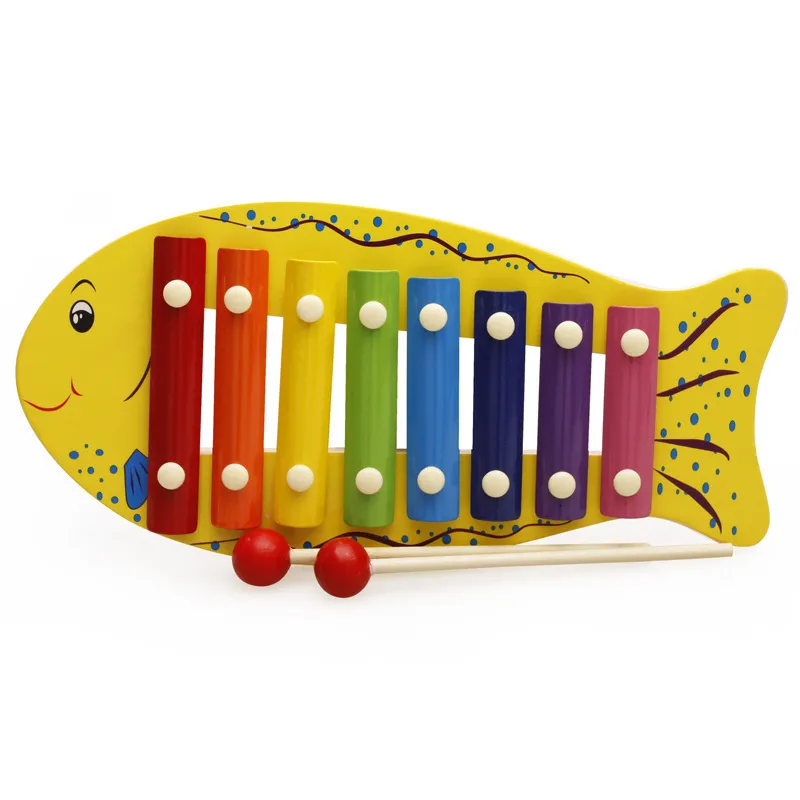 Nouveauté Jeux Enfants Forme De Poisson En Bois Frapper Musical Éducatif Xylophone Instrument Enfants Apprentissage Éducation Multi-fonction Jouets 230621