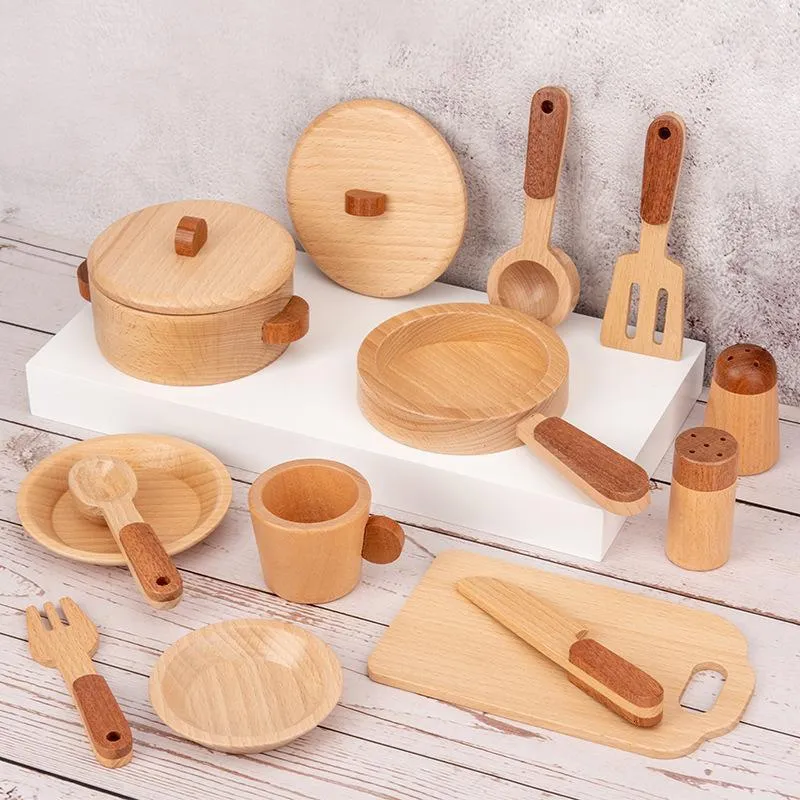 Cuisines Jouer Nourriture Enfants Bois Naturel Couleur Jouets Préscolaires Fruits Et Légumes Simulation Jouer Maison Ustensiles De Cuisine Cognitif Jouets En Bois Cadeaux 230620