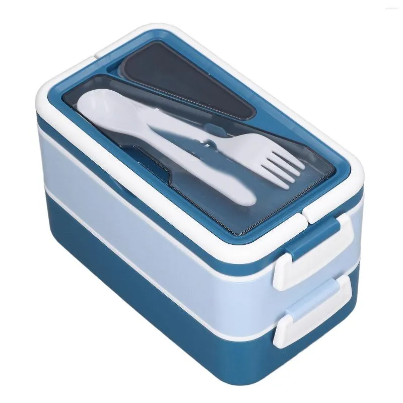 Ensembles de vaisselle ensemble de boîte à lunch Double couche repas en acier inoxydable cloison mobile intérieure étanchéité en Silicone empilable pour le bureau de l'école