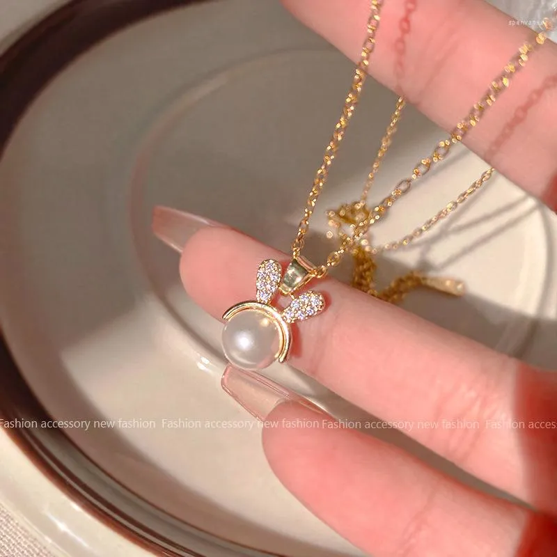 Chains Colorful L Korean Temperament Pearl Geometric Gold Color Pendant Necklaces For Women Girl Wedding Fashion Jewelry Gift