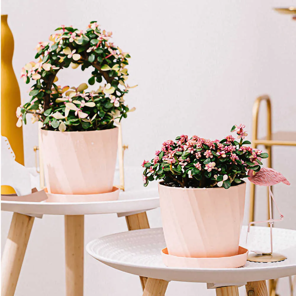 Planters Pots Nordic Minimalist Desktop Resin Fleshy Thick Plastic White Pink Plue Suit Flower Pot Potted Ceramic self watering planter