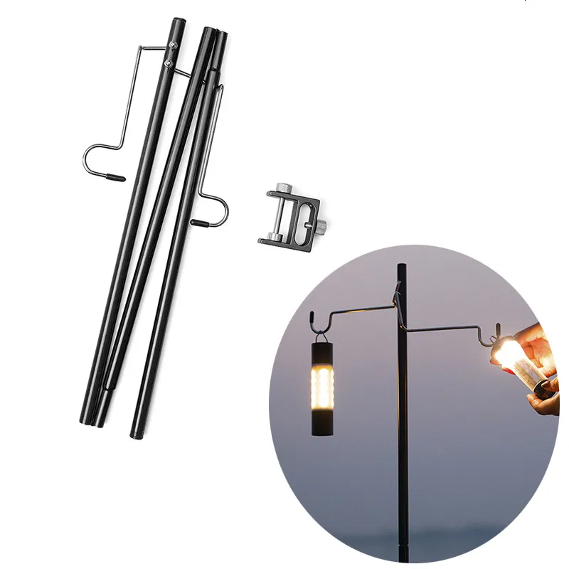 Outdoor Gadgets Outdoor Camping Hiking Aluminum Alloy Foldable Lamp Post Pole Portable Fishing Hanging Light Fixing Stand Holder Lantern Stand 230621