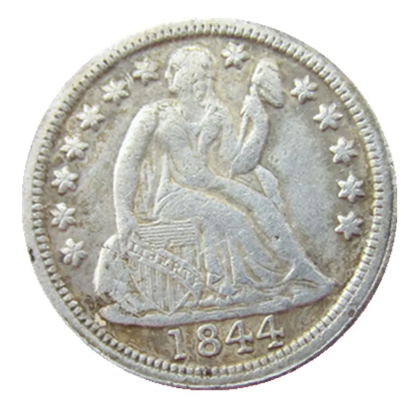 Pièces de monnaie plaquées argent US 1844 P/S Liberty Seated Dime