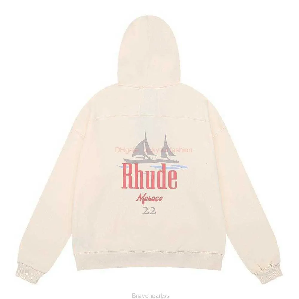 Designer-Kleidung für Herren, Herbst und Winter, neuer Nischen-Beauty-Trend, Segelboot, hochwertiger Kapuzenpullover aus reinem Frottee, modisch