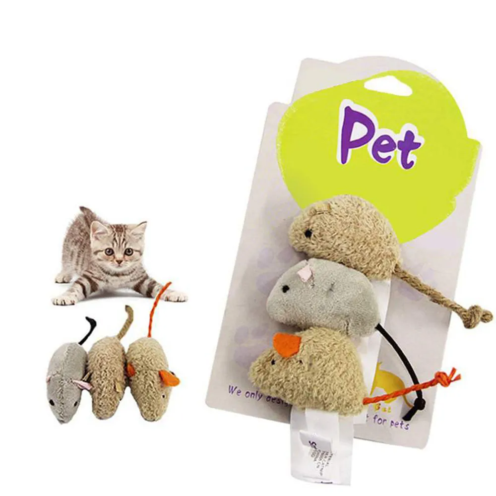 3 pièces/lot animal de compagnie chat Rat souris jouets en peluche Simulation souris interactif chats jouant des dents nettoyage jouets animaux de compagnie chats chaton fournitures