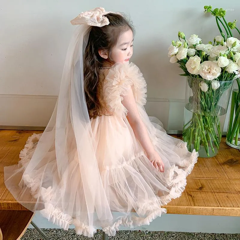 Girl Dresses Toddler Baby Lolita Mesh Dress For Kids Princess Girls Boutique Ruffles Party Gown Ballerina Dancing Vestido Outfit