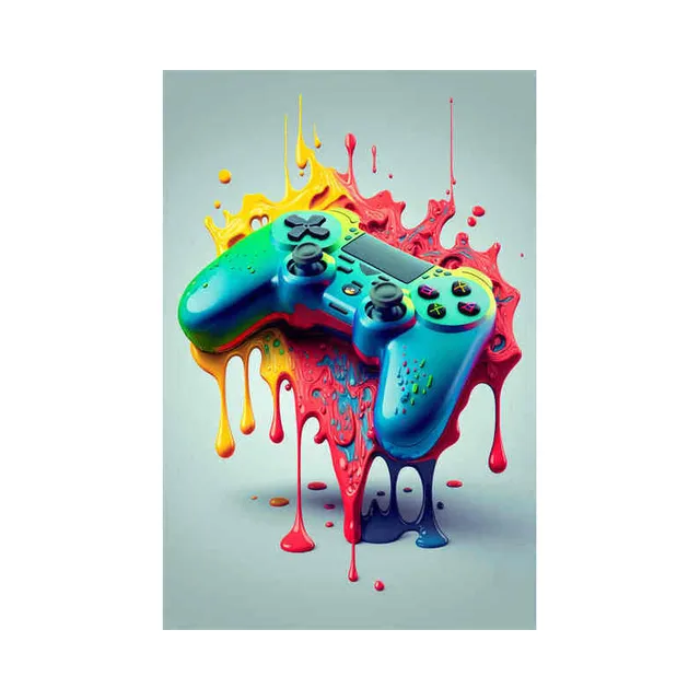 1pc Pinturas Em Tela De Arte, Pintura De Controlador De Jogo Neon