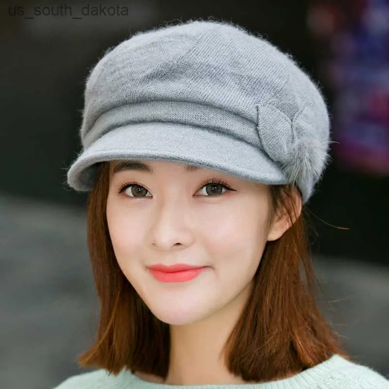 H7707 Kobiety Beret Hat Korean jesienne jesień zima ciepłe proste dzianinowe czapka dama na zewnątrz swobodne wysokiej jakości modne czapki vintage L230523