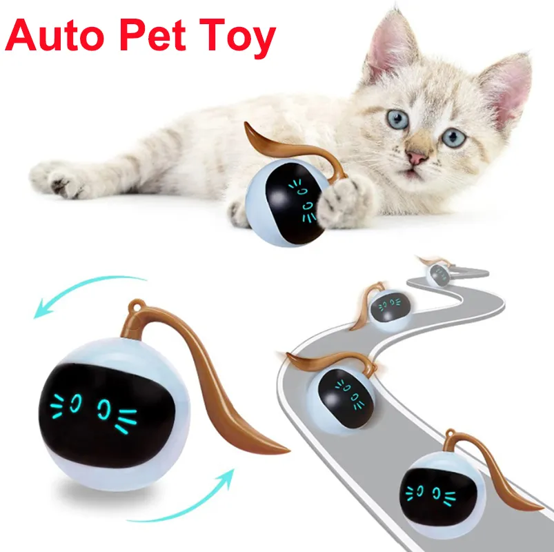 Smart Interactive Cat Toy Colorful LED Self Rotating Pet Ball Toys USB RECHARGEABLE Kitten Automatisk bollleksaker Cat