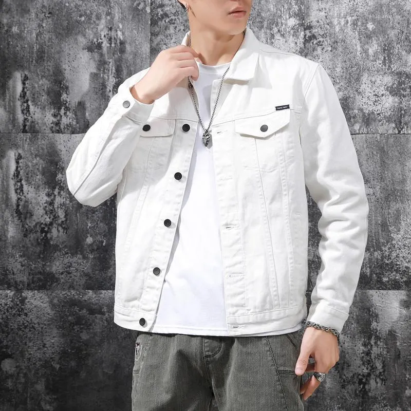 Men's Jackets Spring Autumn White Denim Jacket Men Japanese Style Pure Cotton Multiple Pockets Loose Coat Male Brand Clothes