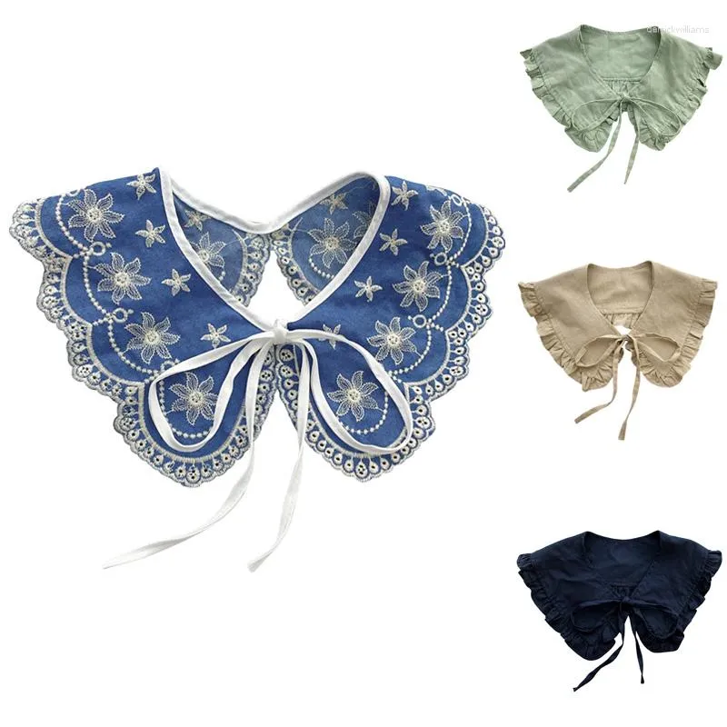 Bow Ties Sweet Ruffles Fake Collar Embroidery Doll Collars Shawl Wrap Dress Shirt Formal Removable False Necklace Mini Cape