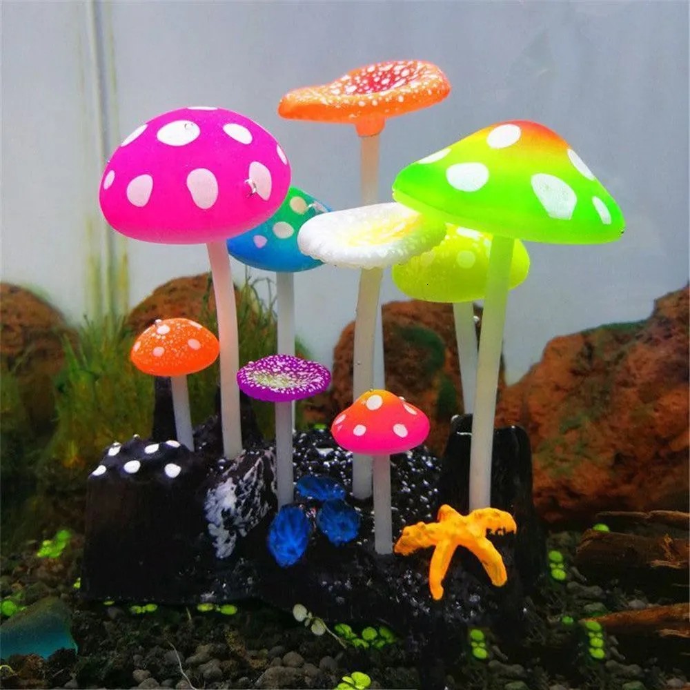Mushroom fish tank decoration hotsell