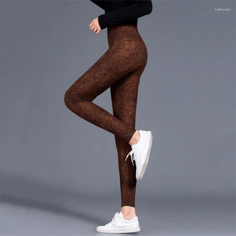 Kvinnors leggings mode super mjuk mjölk silke kaffe jeans tryck fitness sexig silm legins ankel längd byxa för kvinnor