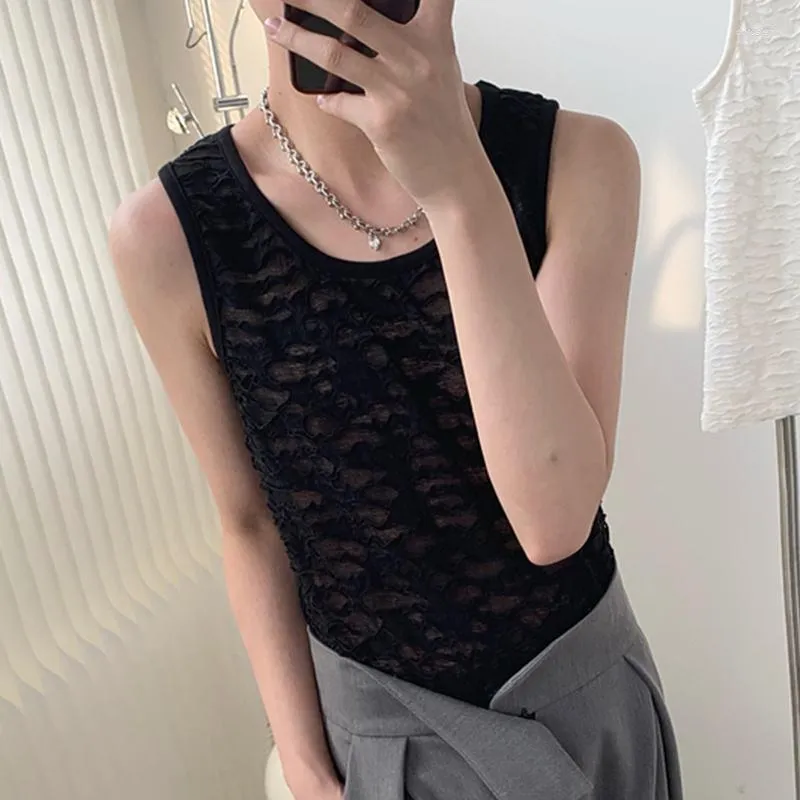 Mannen Tank Tops INCERUN Mannen Mesh Transparante O-hals Mouwloze Zomer Vesten Streetwear Sexy 2023 Stijlvolle Koreaanse Stijl Kleding