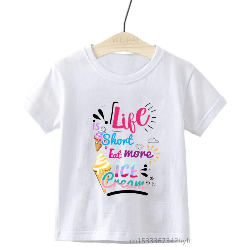 T-shirts enfants mignon glace me rendre heureux imprimé t-shirts garçons Grils été enfant en bas âge enfants crème glacée drôle cadeau 230620