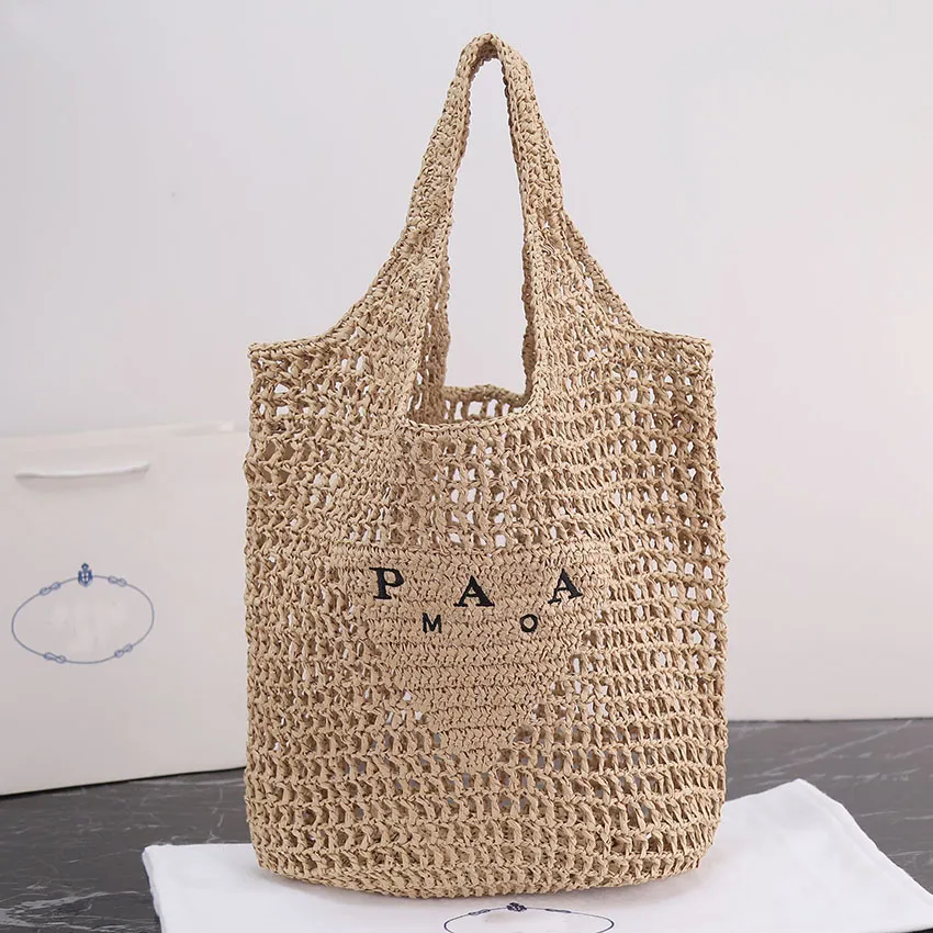 Designers väska tygväska sommar strand väv halm raffia kvinnor hobo handväska bokstav tootebag kosmetiska väskor handväska lyxväska