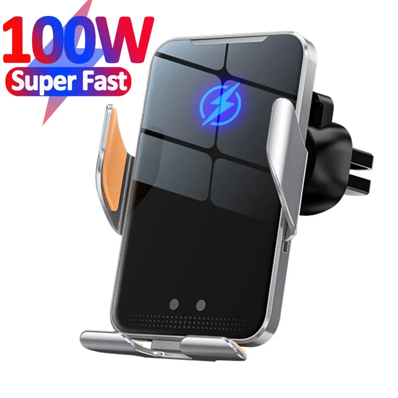 100W voiture chargeur sans fil support de téléphone de voiture automatique pour iPhone 14 13 12 11 Samsung Xiaomi infrarouge Induction voiture charge rapide