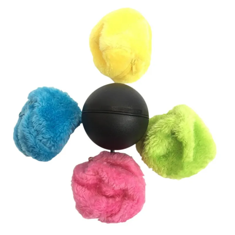 Magic Roller Ball Dog Cat Toy Activering Automatic Ball Chew Pluche Floor Clean Toys Electric Pet Automatic Pet Plush Ball Toys