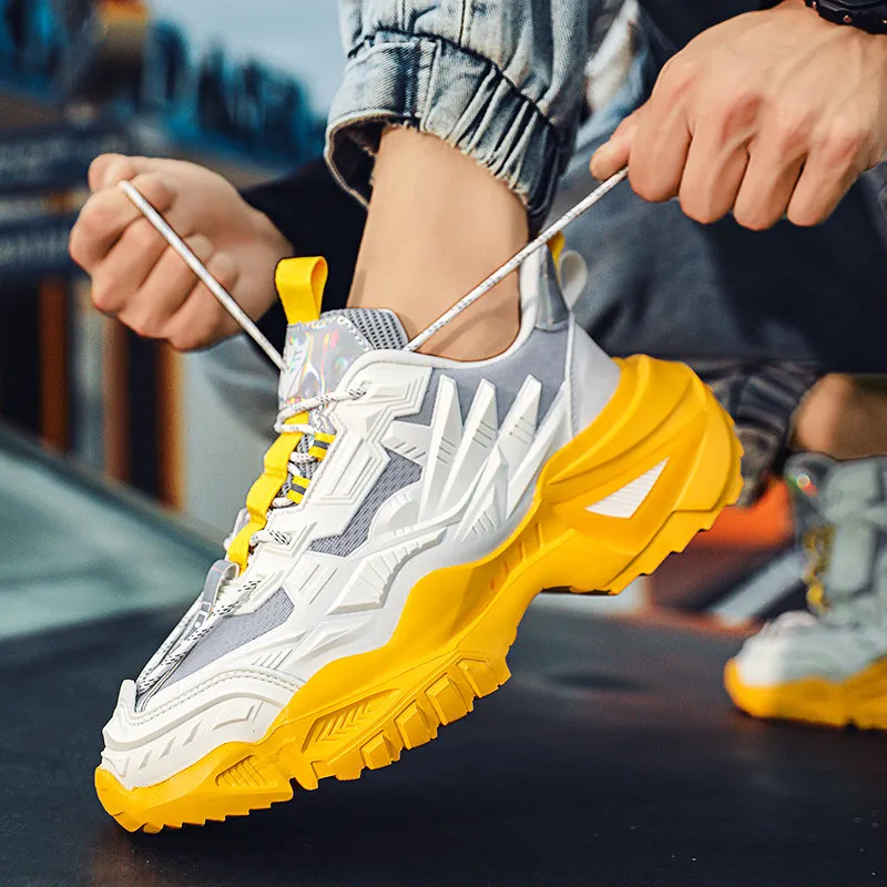DHgate.com:2023 Spring Yellow Chunky Shoes for Men, Mesh DHgate.com:2023 Spring Yellow Chunky Shoes for Men, Mesh
