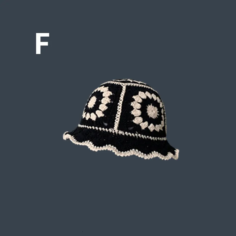 Blotona Women Crochet Bucket Hat Floral Knitted Beanie Hats