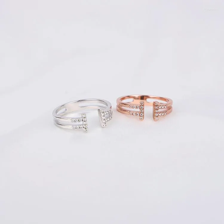 Cluster Rings Simple Designer Double Layer All Matching Real 925 Sterling Silver Fashion Luxury Adjustable Women Ring