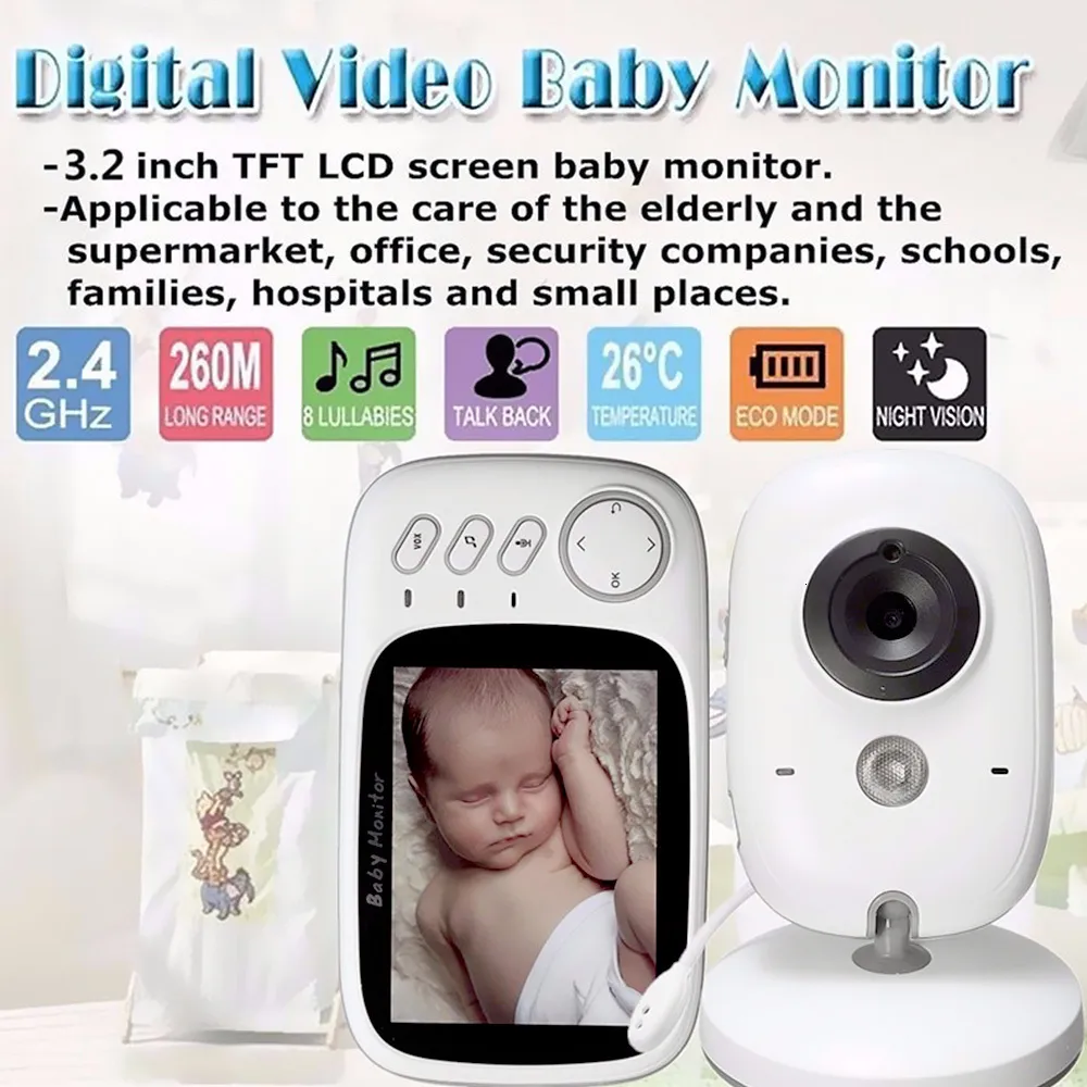 Videocamera per baby monitor Display da 32 pollici Video con telecomando audio Ampia vista Bidirezionale Visione notturna a infrarossi 8 ninne nanne 230620