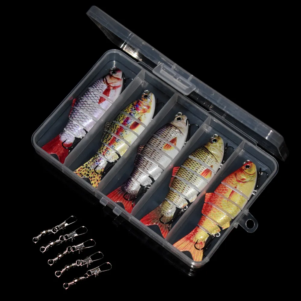 Iscas Iscas CCLTBA 5 pçs Conjunto de Iscas de Pesca Articuladas Swimbait Afundando Manivela Chocalho Hard Wobbler Minnow Isca Equipamento de Pesca 230621