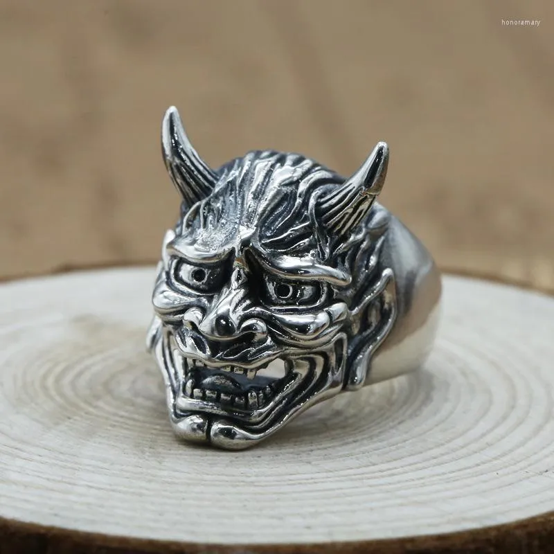 Cluster Ringe FNJ Punk Ghost Ring 925 Silber Schmuck Mode S925 Sterling Thail Für Männer Einstellbare Größe 8,5-11 Bague